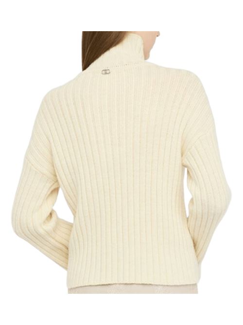 Dolcevita da donna in misto lana con bottoni gioiello, color beige chiaro LIU JO | MF5425-MS04020304
